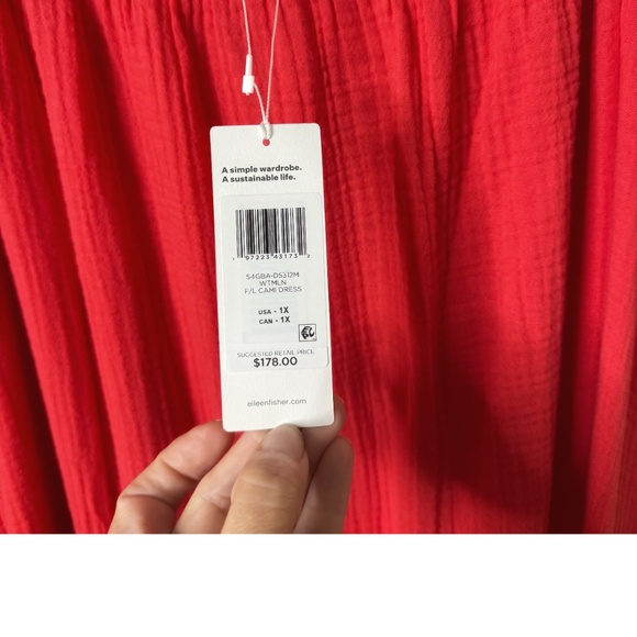 NWT Eileen Fisher Cami Dress Plus Size Lofty Gauze Watermelon Coral Sleeveless - Picture 5 of 16